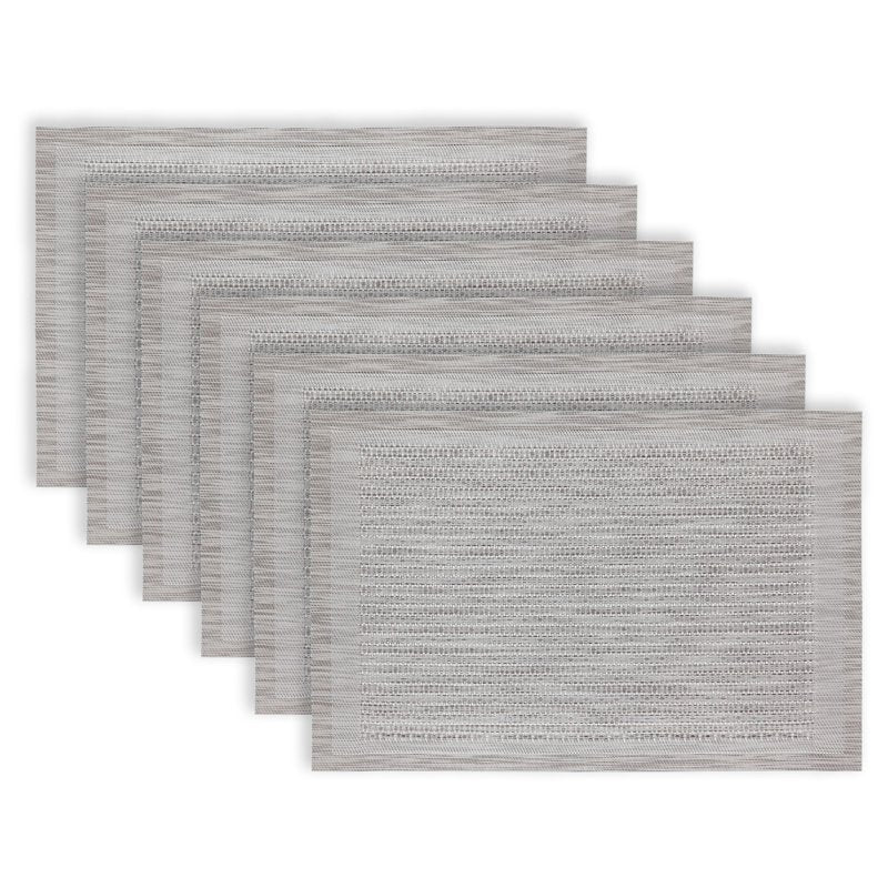 Elegant PVC Placemats Set of 6 - 12x18 in Silver Border Design