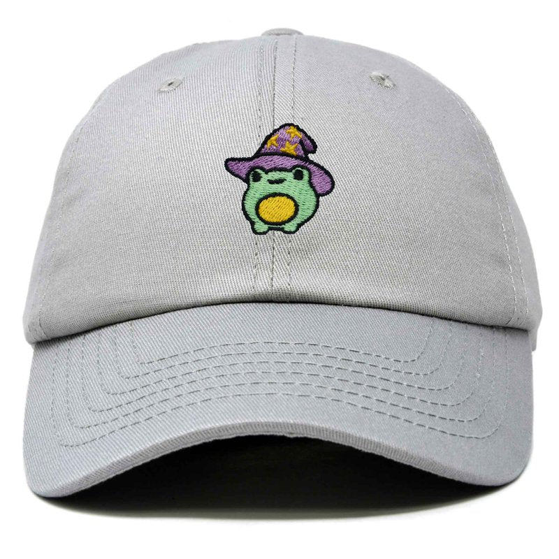 Whimsical Sorcerer Frog Embroidered Cotton Baseball Cap - Unisex Dad Hat