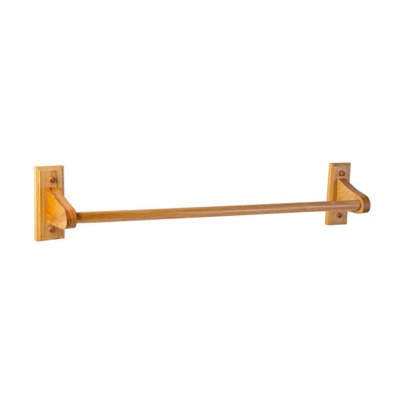 24-Inch Wall-Mounted Towel Bar - Honey Oak Wood, Rustic Bathroom Accessory