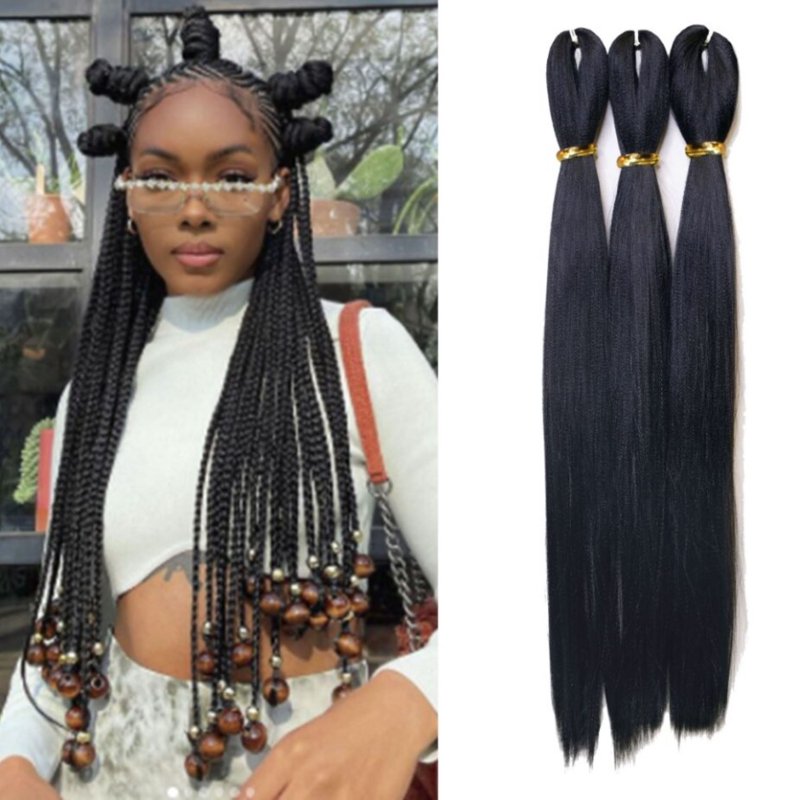 52-Inch Pre-Stretched Synthetic Braid Hair Extensions - Soft & Tangle-Free