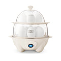 Electric Egg Cooker - 12 Egg Deluxe Boiler for Hard Boiled & Poached - Cream