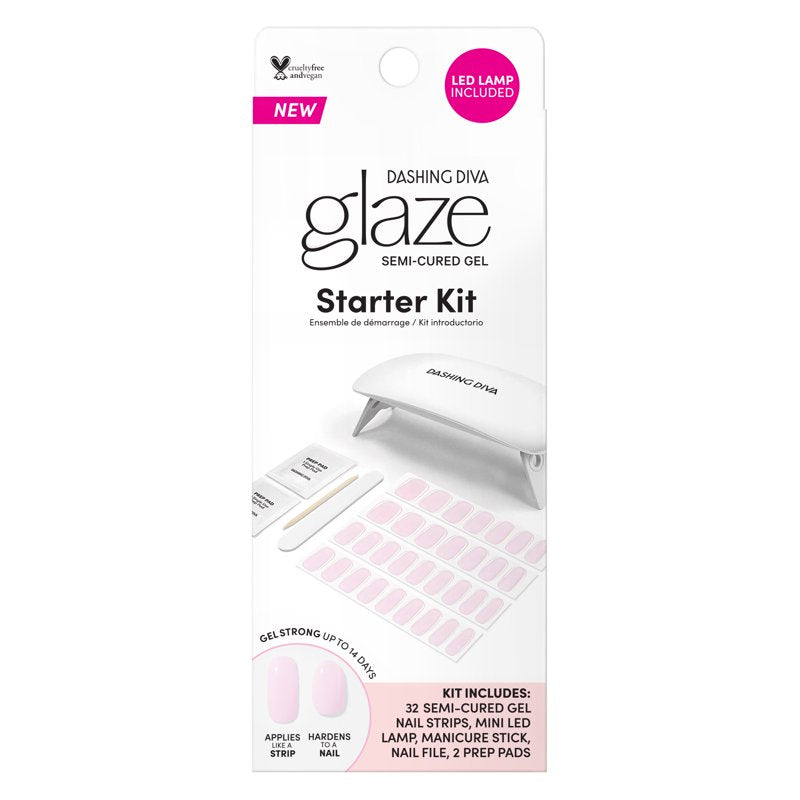 Semi-Cured Gel Nail Polish Strip Starter Kit with Mini LED Lamp