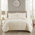 Full Size Faux Rabbit Fur Duvet Set with Sham - White, 3-Piece Bedding