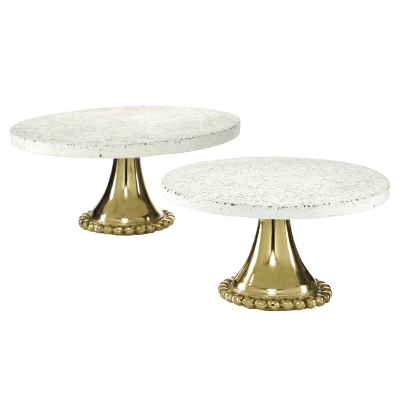 Gold Ceramic Speckled Cake Stand Set - 10" & 12"