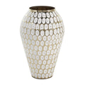 11" Gold Metal Geometric Dot Vase with White Accents - Round