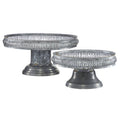 Gray Metal Galvanized Cake Stand Set - 12" & 16" - 2-Pieces