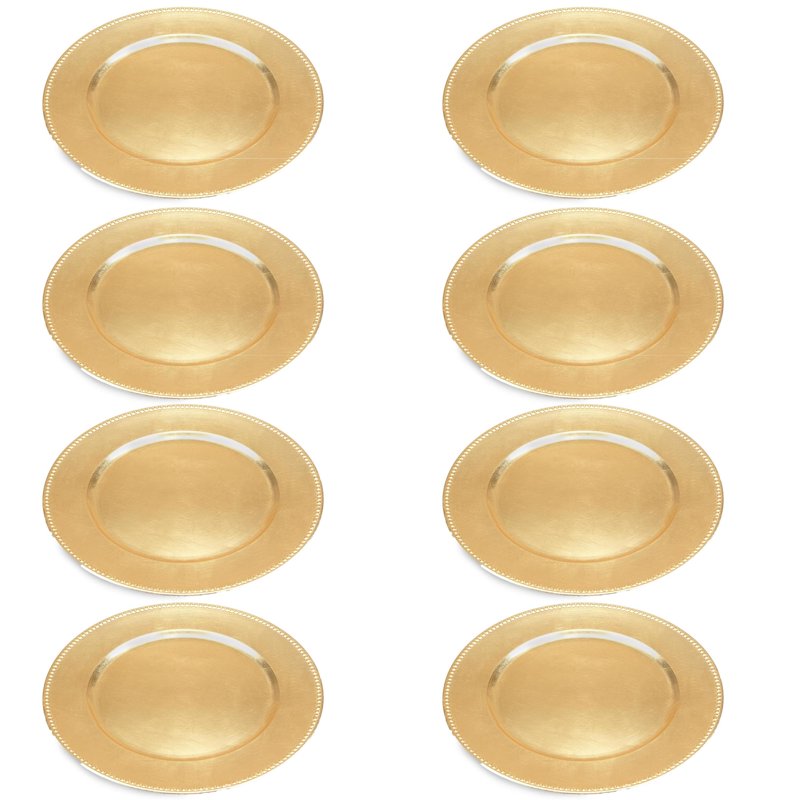 Gold Melamine Charger Plates Set of 8 - 13" Round Decor