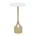 Gold Metal Accent Table with White Marble Top - 13" x 25"