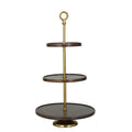 Tiered Mango Wood Cake Stand with Aluminum Base - 14" Round