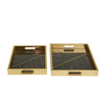 Gold Geometric Tray Set - 16" & 14" Decorative Trays, 2-Pieces