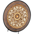 16" Round Gold Embossed Polystone Charger with Stand - Decorative Plate