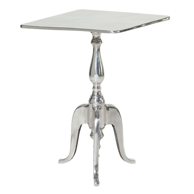16" x 22" Silver Aluminum Accent Table - Traditional Design
