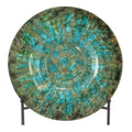 18" Round Handmade Textured Green Glass Charger Plate with Stand