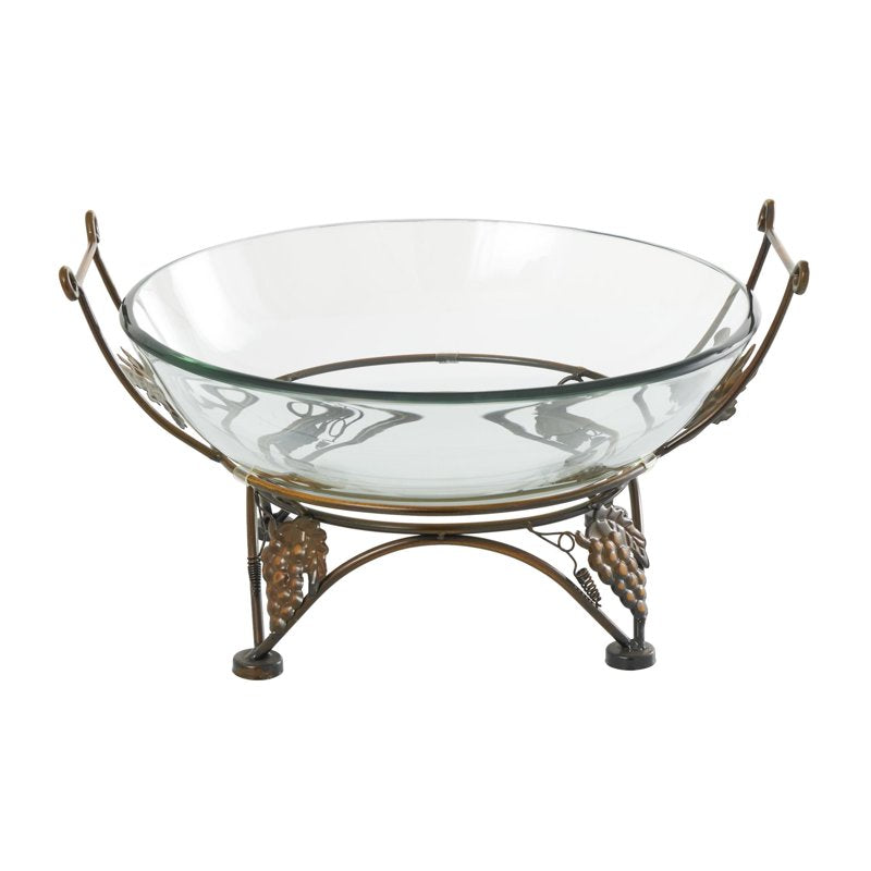 Clear Tempered Glass Kitchen Serving Bowl with Copper Base - 19" x 10"