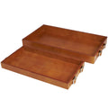 Brown Leather Nesting Tray Set with Buckle Handles - 2 Pieces