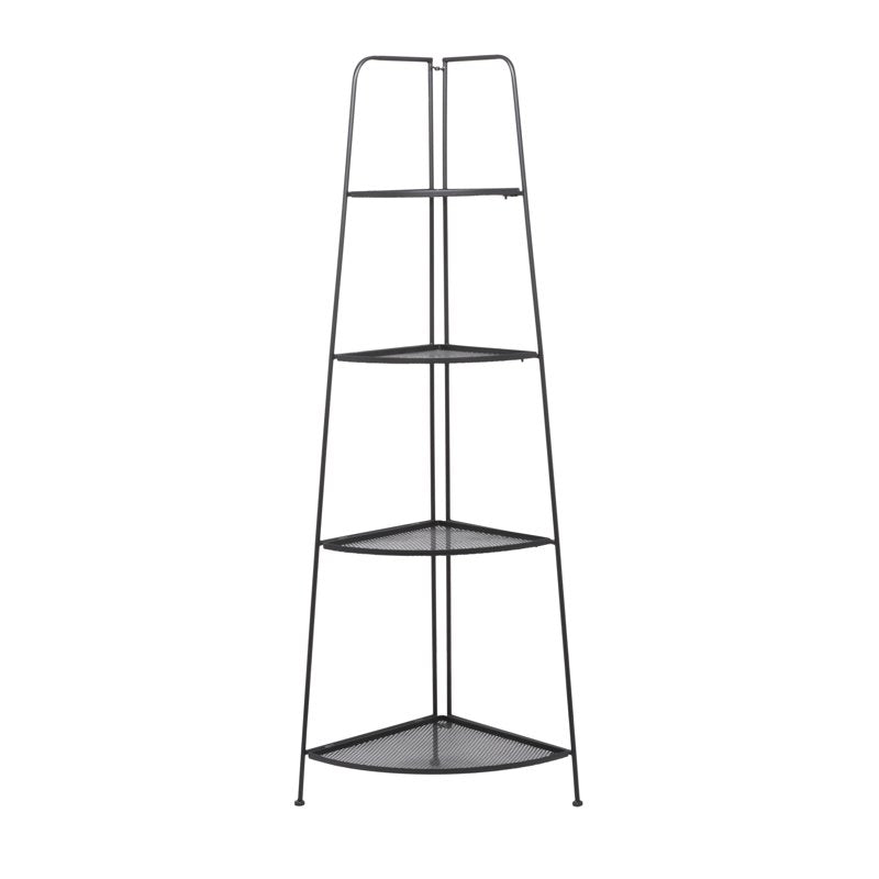 Indoor Outdoor Black Metal 4-Shelf Folding Bakers Rack