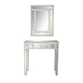 Geometric Silver Mirrored Console Table Set with Drawer - 2 Pieces