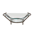 Clear Glass Kitchen Serving Bowl with Brown Metal Base - 26" x 9"