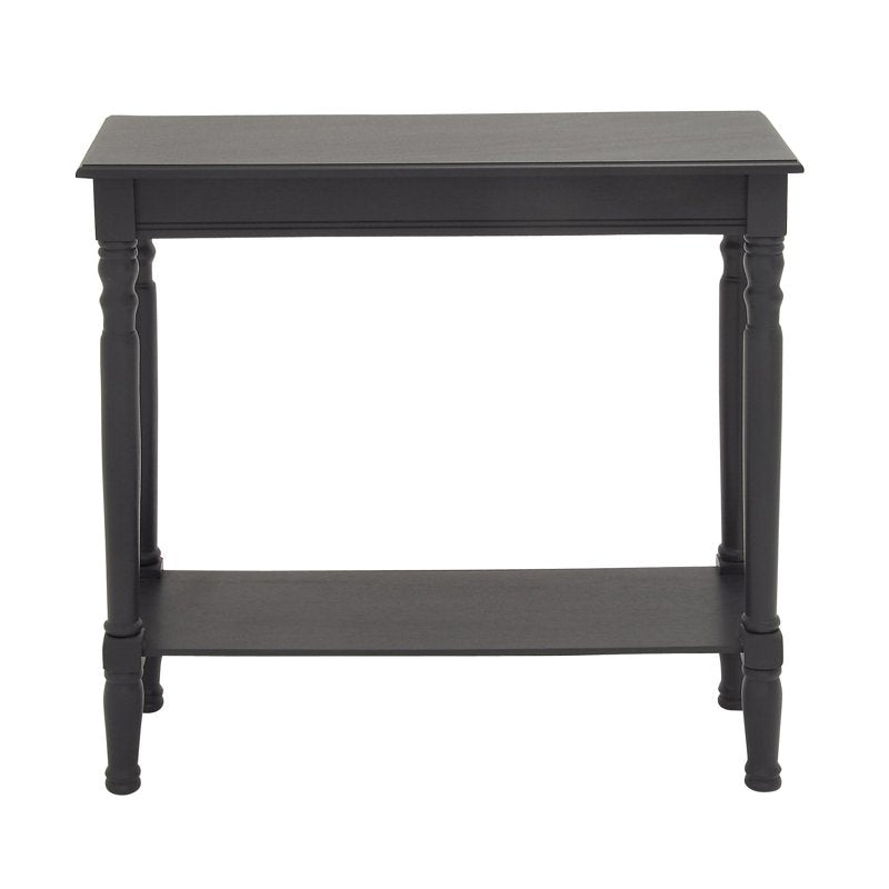 32" Black Wood Slim Console Table with Turned Legs