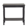 32" Black Wood Slim Console Table with Turned Legs