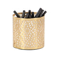 Gold Floral Metal Pencil Cup - 4" x 4" Round Organizer