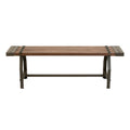 Industrial Wood Slatted Bench with Metal Base - 55" Brown