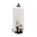 Chef Paper Towel Holder with Checkered Base - White Abstract Round 6" x 5" x 13"