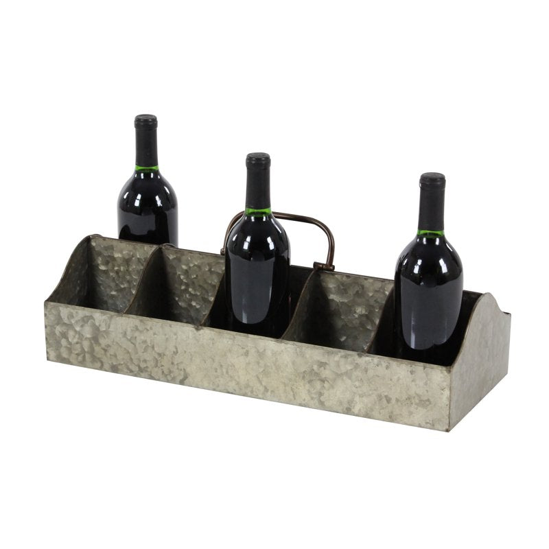 Farmhouse Gray Metal Wine Holder - 6 Bottle Capacity