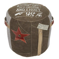Round Brown Canvas Star Pouf with Leather Accents - 17x17x19 Inches, Variation of THIS listing