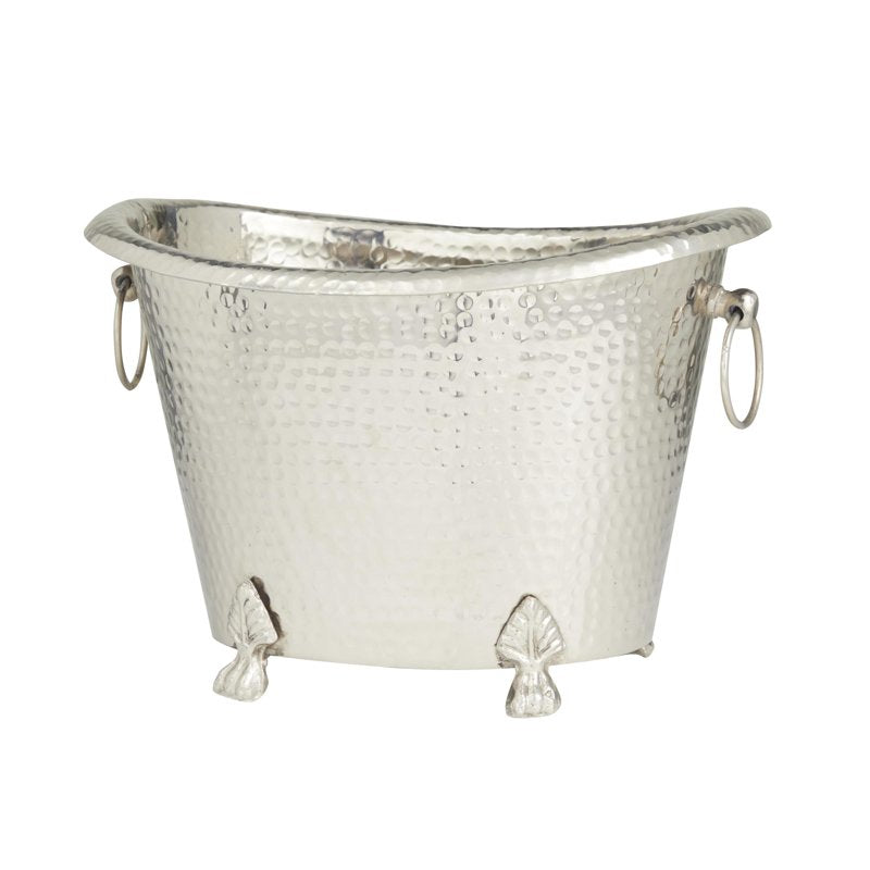Oval Aluminum Metal Ice Bucket - 6 Bottle Capacity, 15.85" x 12.40" x 10.85"