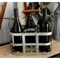 Metal Wine Holder - Gray Galvanized 6 Bottle Caddy - 13" x 7"