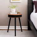 Round End Table with Bluetooth Speaker and USB Charging Port - Walnut Finish