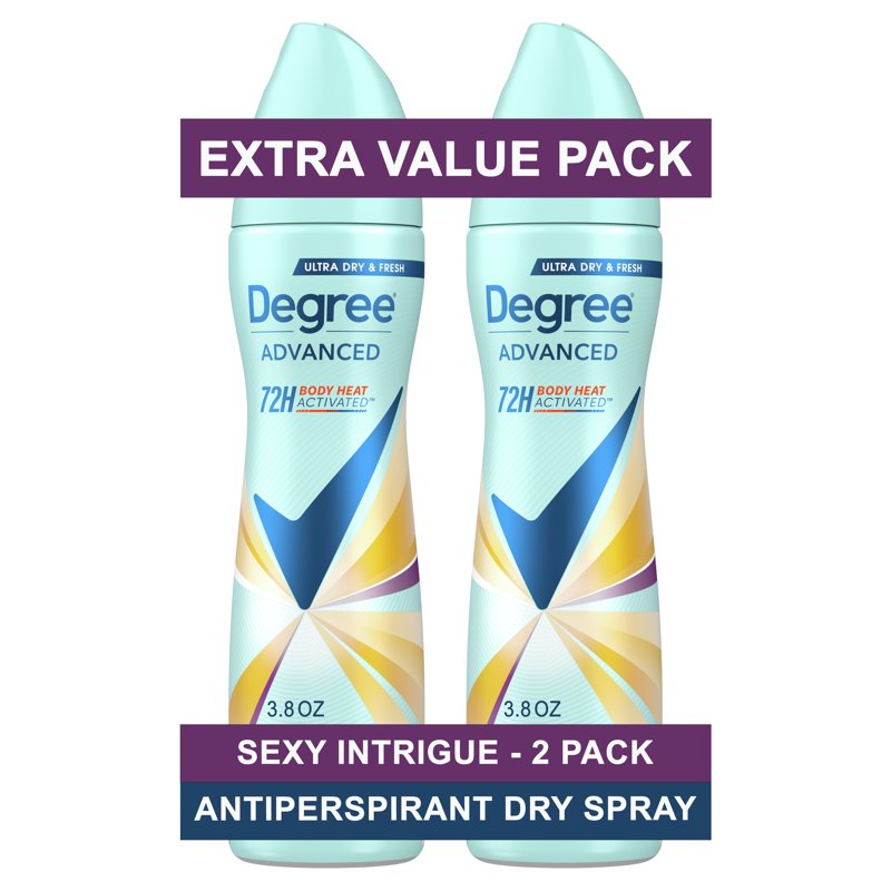 Degree Women Antiperspirant Deodorant Dry Spray, Sexy Intrigue - 3.8 oz Twin Pack