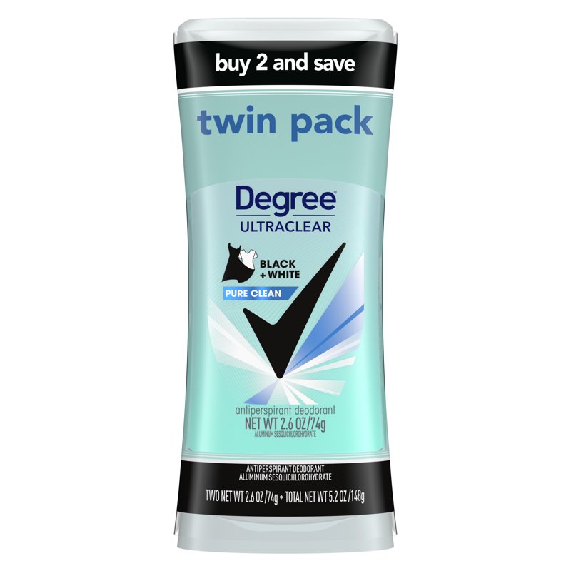 Ultra Clear Long Lasting Women's Antiperspirant Deodorant Stick - Twin Pack, Pure Clean, 2.6 oz