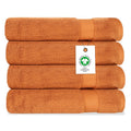 Organic Cotton Bath Sheet 36x70 Inches - Burnt Caramel, Pack of 4, 650 GSM, Plush & Ultra-Absorbent