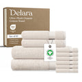 Delara 10-Piece Organic Cotton Towel Set Ivory - Ultra-Absorbent & Quick Dry
