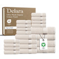 Delara Organic Cotton Towel Set - Ivory, 20-Piece Luxury Plush 650 GSM
