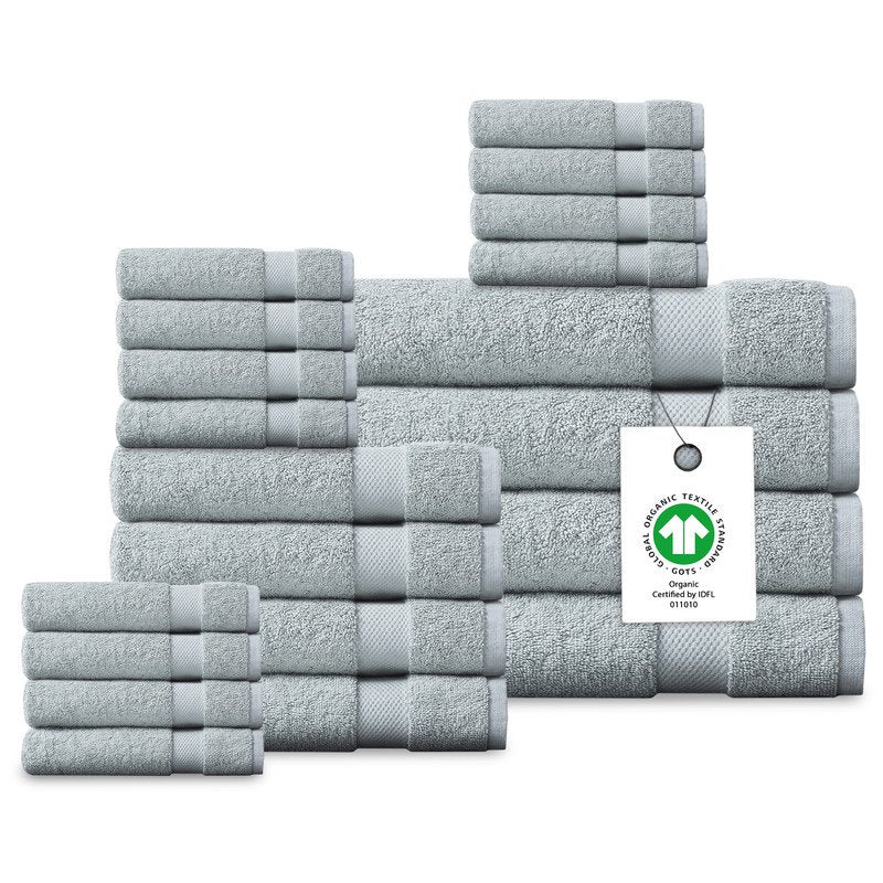 Light Blue 20-Piece Organic Cotton Towel Set - Ultra-Absorbent & Quick Dry