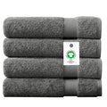 Delara Organic Cotton Bath Towel Pack of 4 - Dark Gray, 650 GSM Ultra-Absorbent & Soft Hotel Quality Towels