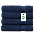 Navy Blue Organic Cotton Bath Towels Pack of 4 - 650 GSM Soft Quick-Dry