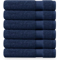 Delara Organic Cotton Washcloths 6-Pack Navy Blue 13x13 Inch Plush Face Towels