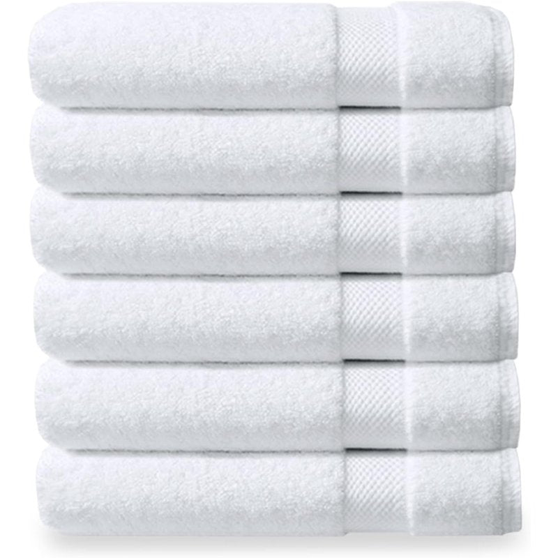 White Organic Cotton Washcloths 6-Pack - 13x13 Inch, Plush & Quick-Dry