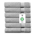 Delara Organic Cotton Washcloths 6-Pack - Light Grey, 13x13 Inches, 650 GSM