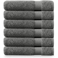 Delara Organic Cotton Washcloths 6-Pack - Dark Gray, 13x13 Inch, 650 GSM Plush Soft Face Towels