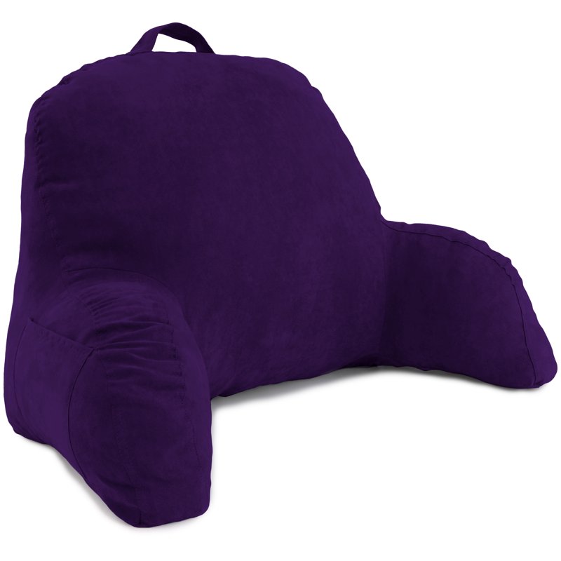 Deluxe Comfort Microsuede Backrest Pillow with Arms - 15 x 8 x 26 Inches, Purple