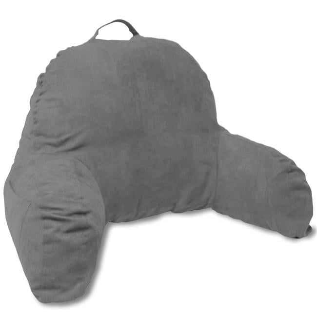 26 x 18 x 18 Inch Microsuede Bed Rest Pillow with Arms - Light Gray