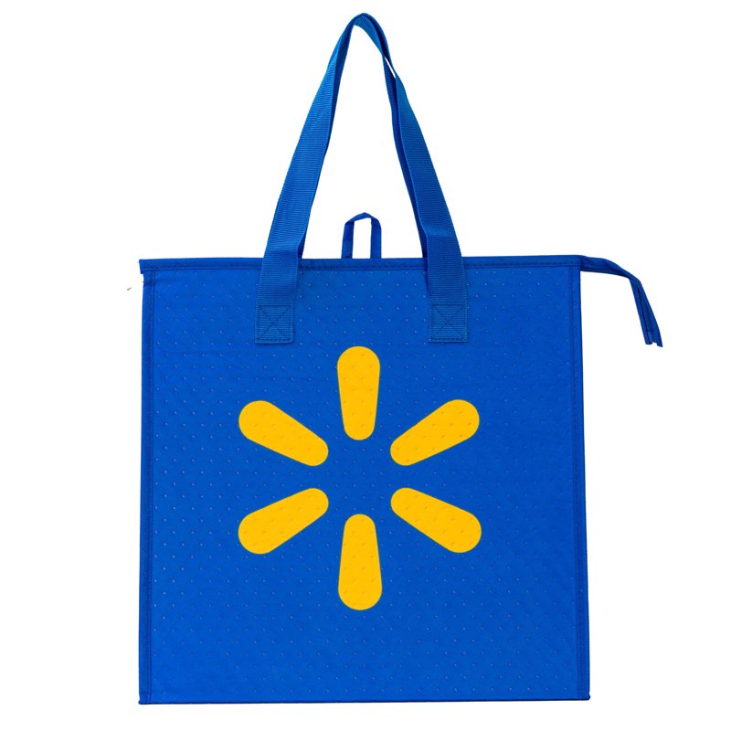 Insulated Reusable Shopping Bag with Zipper - Blue, 24 L