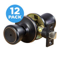 12-Pack Oil Rubbed Bronze Privacy Door Knobs - Interior Locking Handles