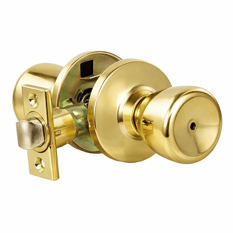 Polished Brass Privacy Door Knob - Bed & Bath 6-Way Universal Fit - Variation 1
