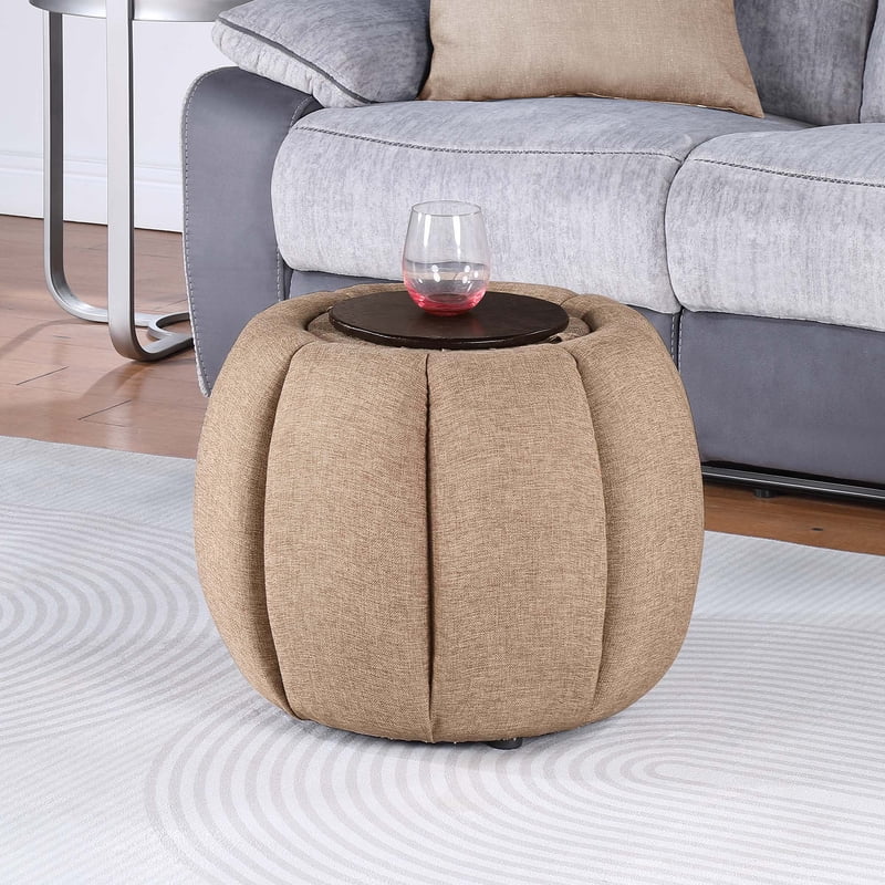 Daisy Storage Ottoman with Reversible Tray Lid - Multiple Colors